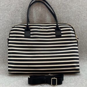 Kate Spade Black and Cream Striped Laptop Bag